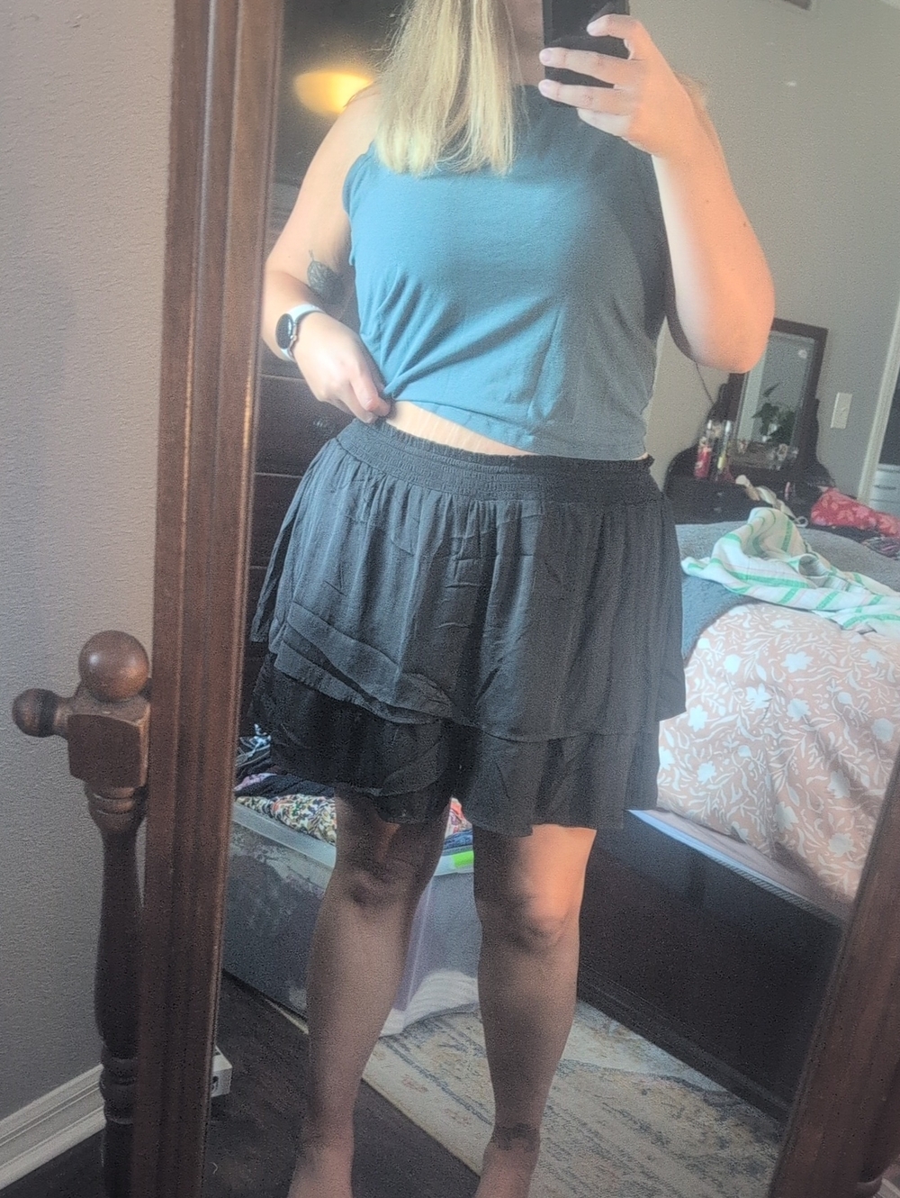 ARULA Black Tiered Ruffle Skort